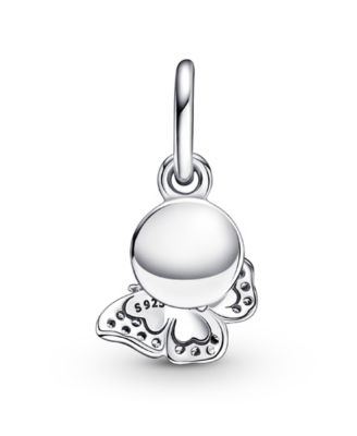 Cubic Zirconia Blue Butterfly Quote Double Dangle Charm