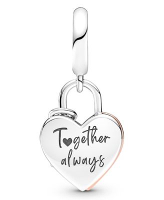 Cubic Zirconia Heart Padlock Double Dangle Charm
