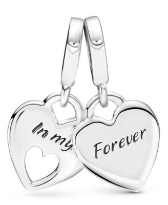 Sterling Silver Double Heart Split Dangle Charm