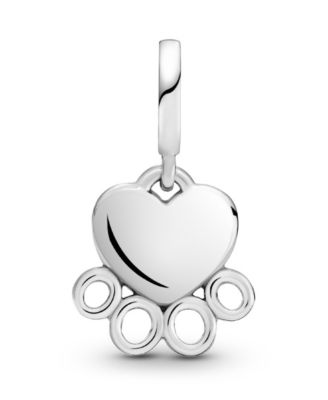 Sterling Silver Hearts Paw Print Dangle Charm