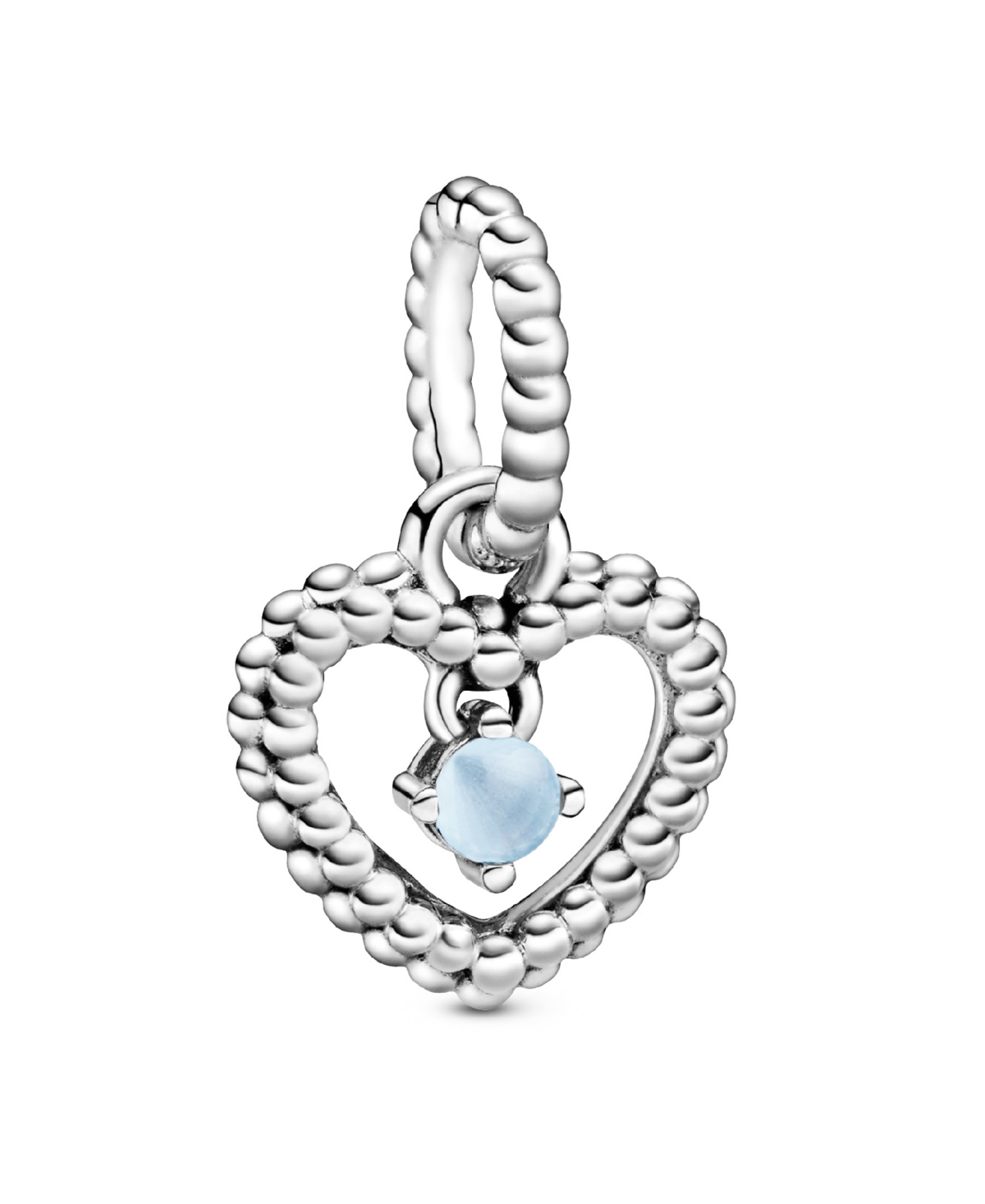 Pandora Birthstone Crystals Beaded Heart Dangle Charm In Blue - December