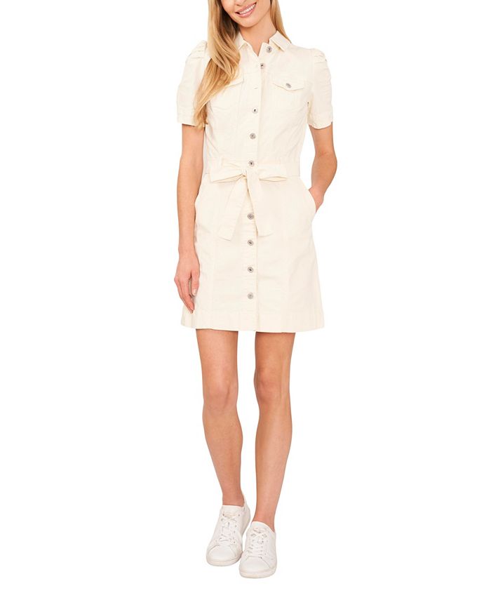 Women s Puff Sleeve Button Front Denim Dress