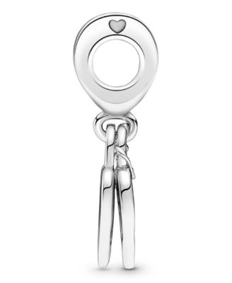 Sterling Silver Rose Heart Padlock Dangle Charm