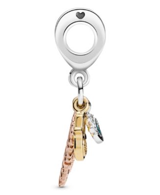 Cubic Zirconia Hamsa, All-seeing Eye Feather Spirituality Dangle Charm