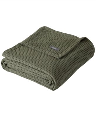 Eddie Bauer Solid Waffle Cotton Reversible Blanket, Full/Queen