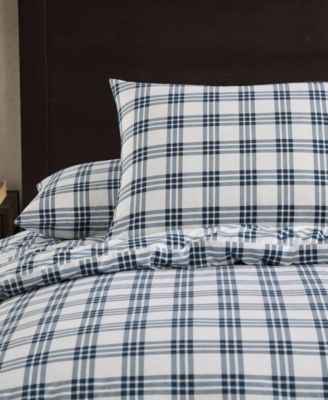 Basic Plaid Cotton Percale 3 Piece Duvet Cover Set, King