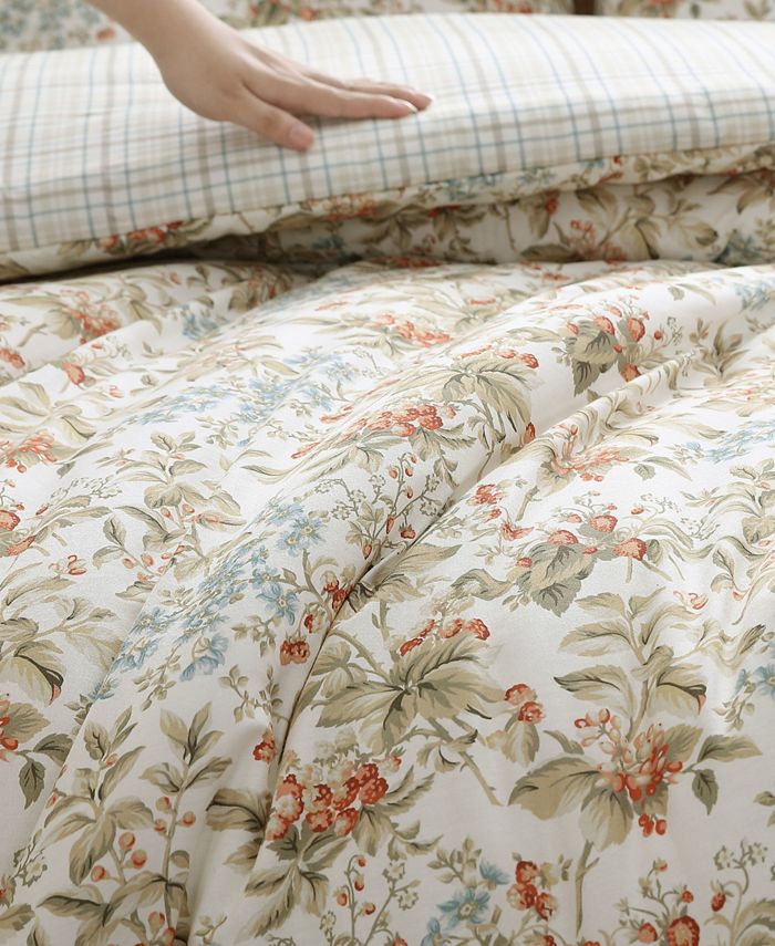Laura Ashley Bramble Floral Cotton Reversible 3Piece Comforter Set