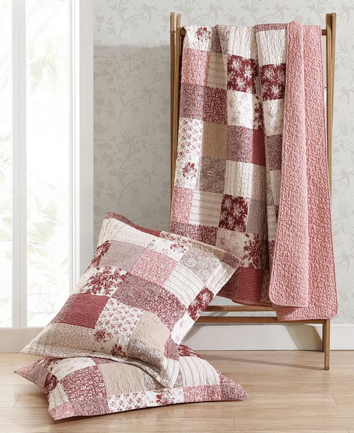 Laura Ashley Celina Patchwork Cotton Reversible 2Piece Quilt Set, Twin Macy's