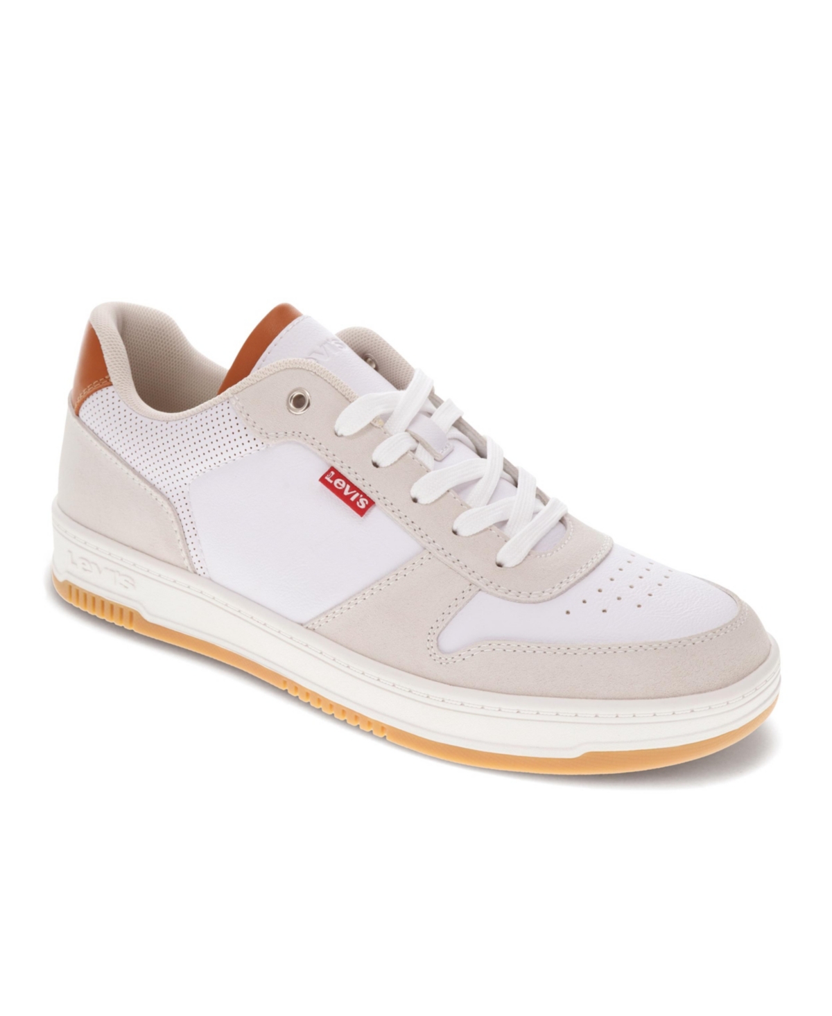 Shop Levi's Men's Drive Low Top 2 Faux Leather Lace-up Sneakers In White,cement,tan