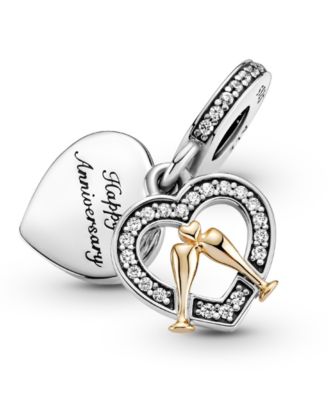 Cubic Zirconia Two-Tone Happy Anniversary Dangle Charm
