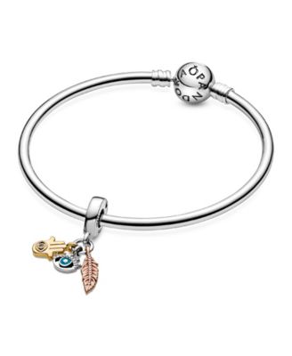 Cubic Zirconia Hamsa, All-seeing Eye Feather Spirituality Dangle Charm