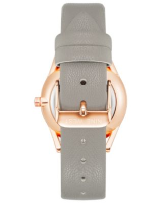 Women's Quartz Gray Faux Leather Band Watch, 36mm