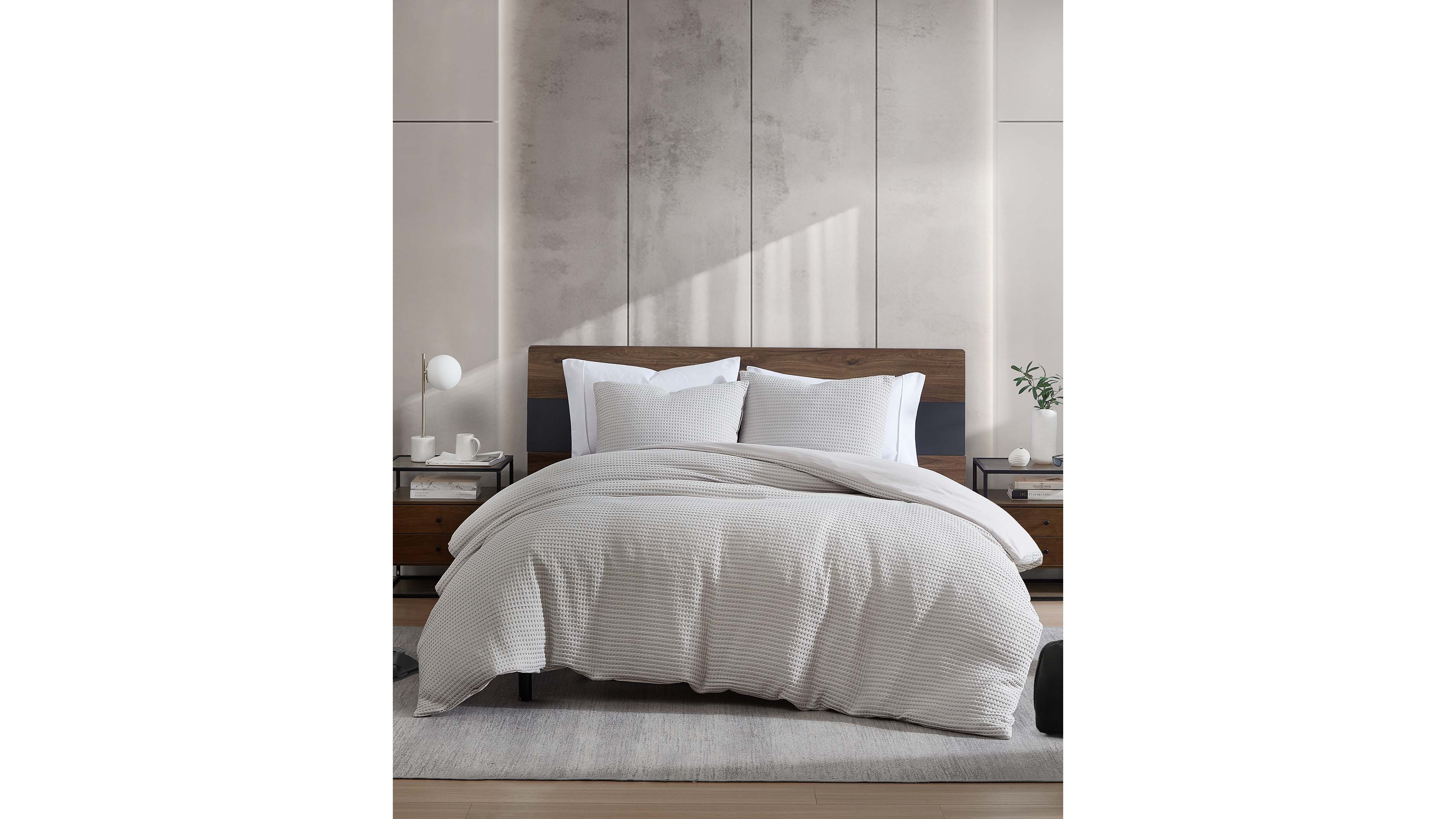 Kenneth Cole New York Solid Waffle 3 Piece Duvet Cover Set, King