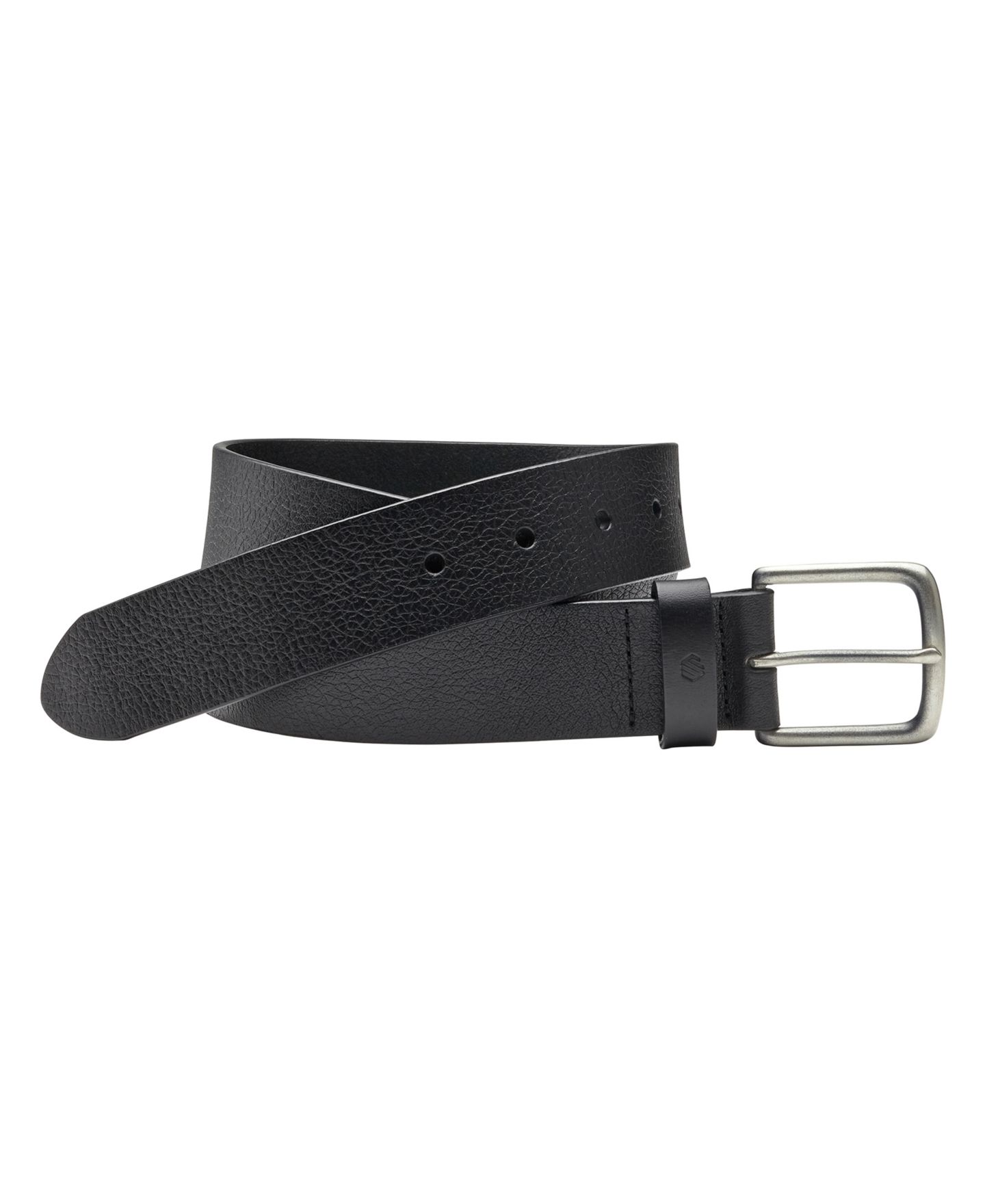 Мужской ремень Johnston & Murphy Tumbled Straight Edge Belt, цвет: Чёрный — фото 1