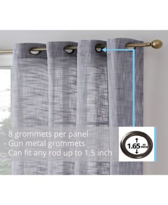 Madison Faux Linen Textured Semi Sheer Privacy Sun Light Filtering Transparent Window Grommet Long Thick Curtains Drapery Panels for Bedroom & Living Room, 2 Panels