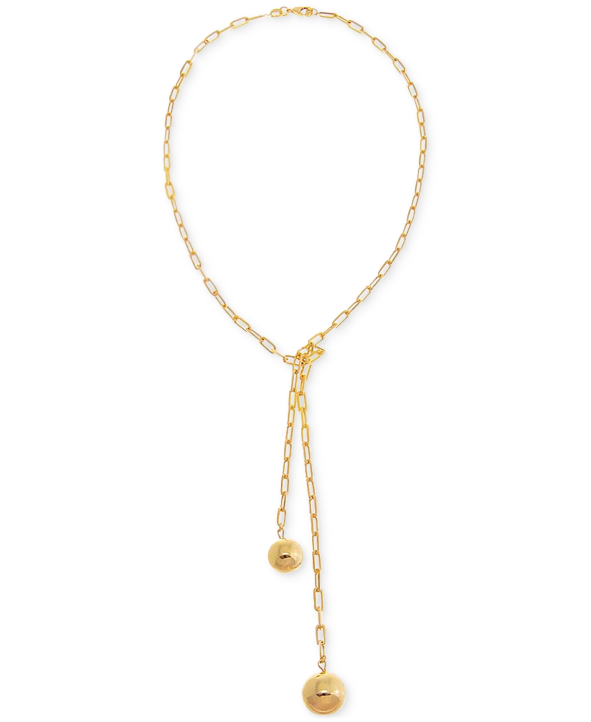 By Adina Eden 14k Gold-plated Double Ball Paperclip Chain 18" Lariat Necklace
