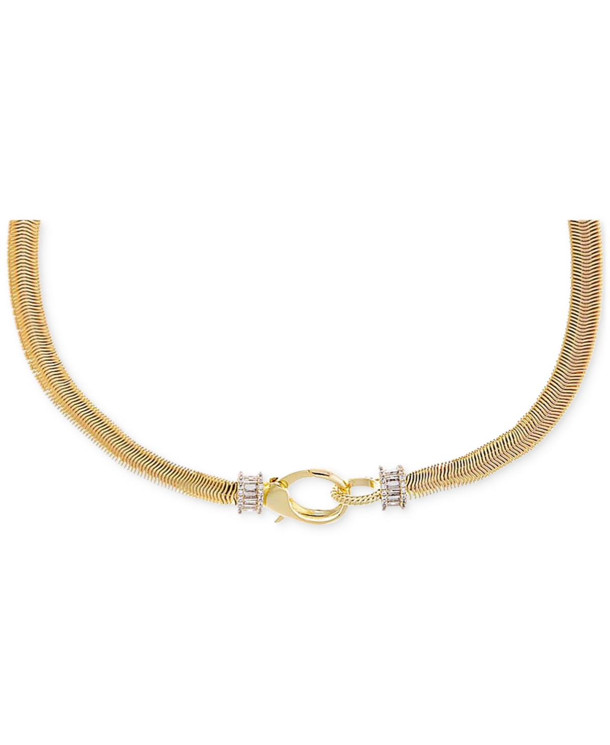 Shop By Adina Eden 14k Gold-plated Baguette Cubic Zirconia Bead Snake Chain 16" Collar Necklace