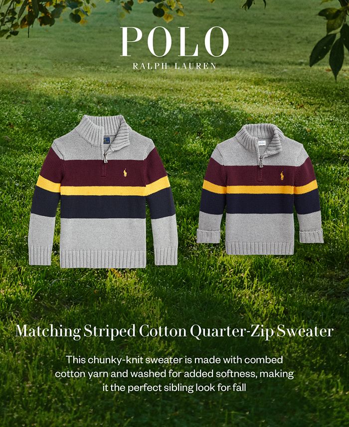 Polo Ralph Lauren Baby Boys Striped Cotton Quarter Zip Sweater Macy's