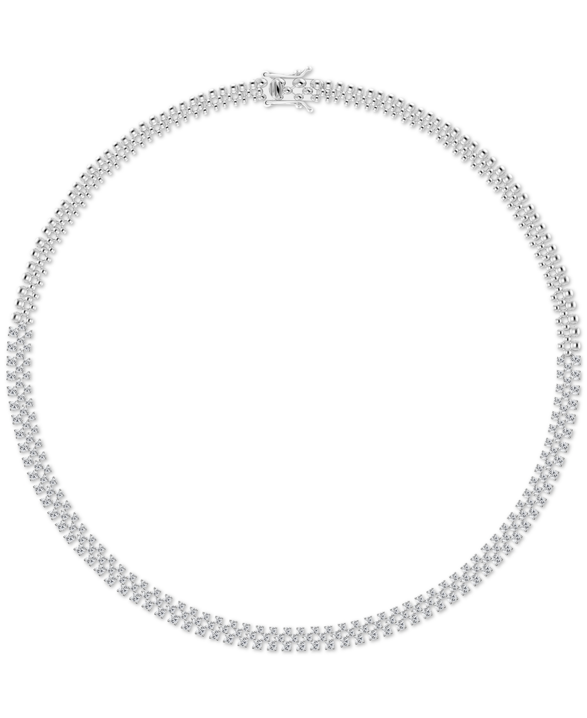 Macy's Diamond Triple Row Beaded 18" Collar Necklace (7 Ct. T.w.) In 14k White Gold