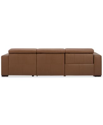 Nevio 115" 3-Pc. Leather Sectional with 1 Power Recliner,  Headrests and Chaise, Created For Macy's