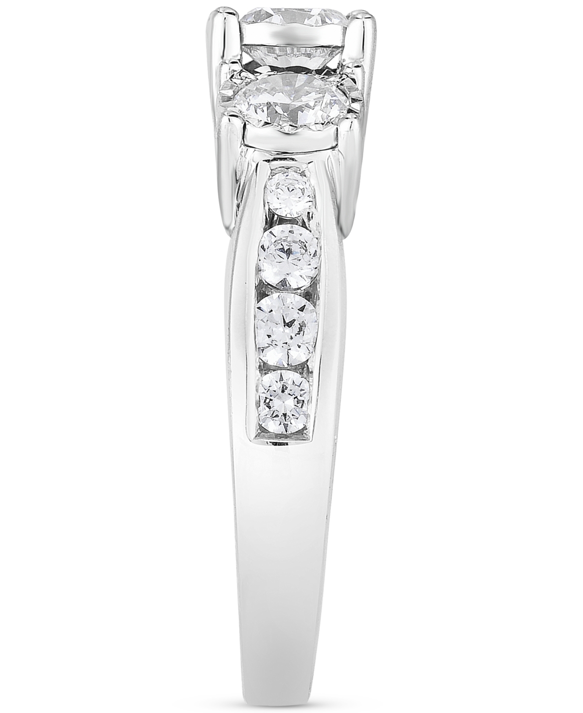 Macy's Diamond Three Stone Channel-set Engagement Ring (1-1/2 Ct. T.w.) In 14k White Gold In White Gold