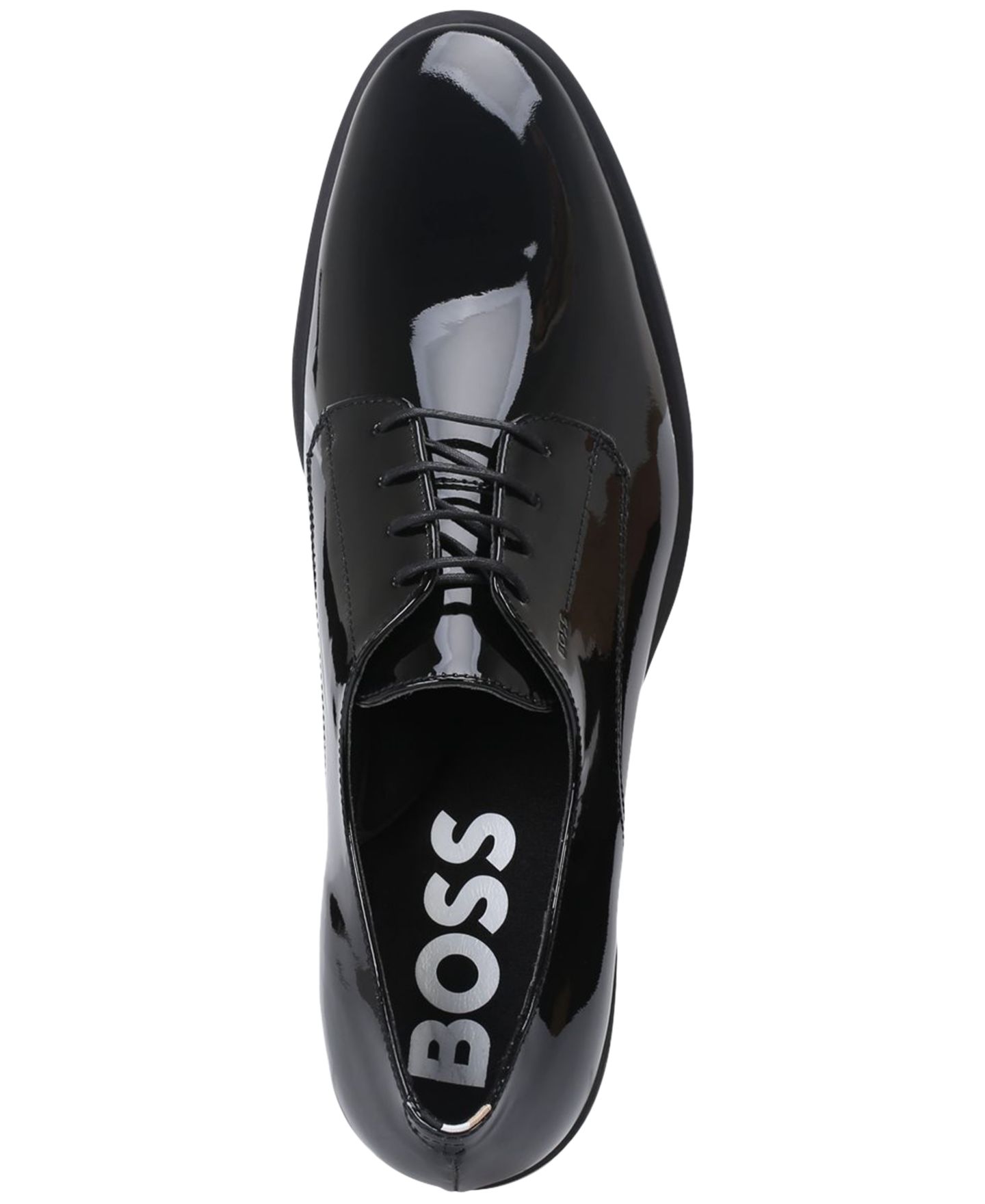 Обувь Hugo Boss Men's Colby Derby Patent Leather Dress Shoes, цвет: Чёрный — фото 4