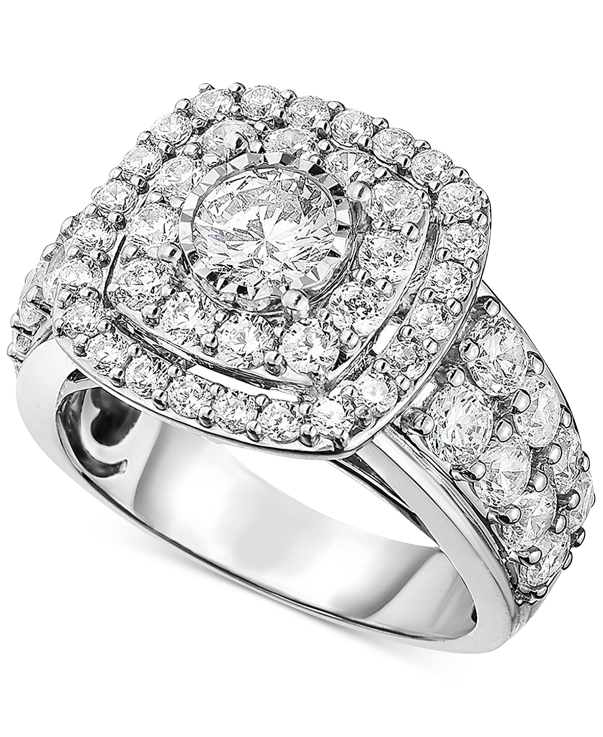 Macy's Diamond Double-halo Engagement Ring (3 Ct. T.w.) In 14k White Gold