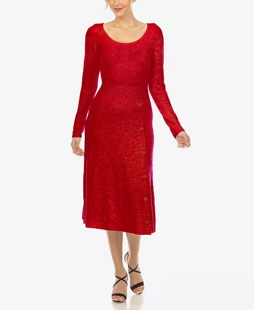 women's scoop neck fit and flare sweater dress