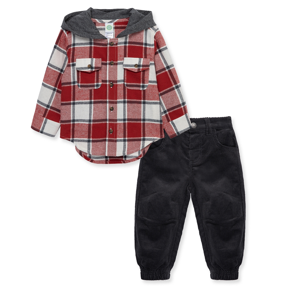 Shop Little Me Baby Boys Woven Hoodie And Pant Set In Gray