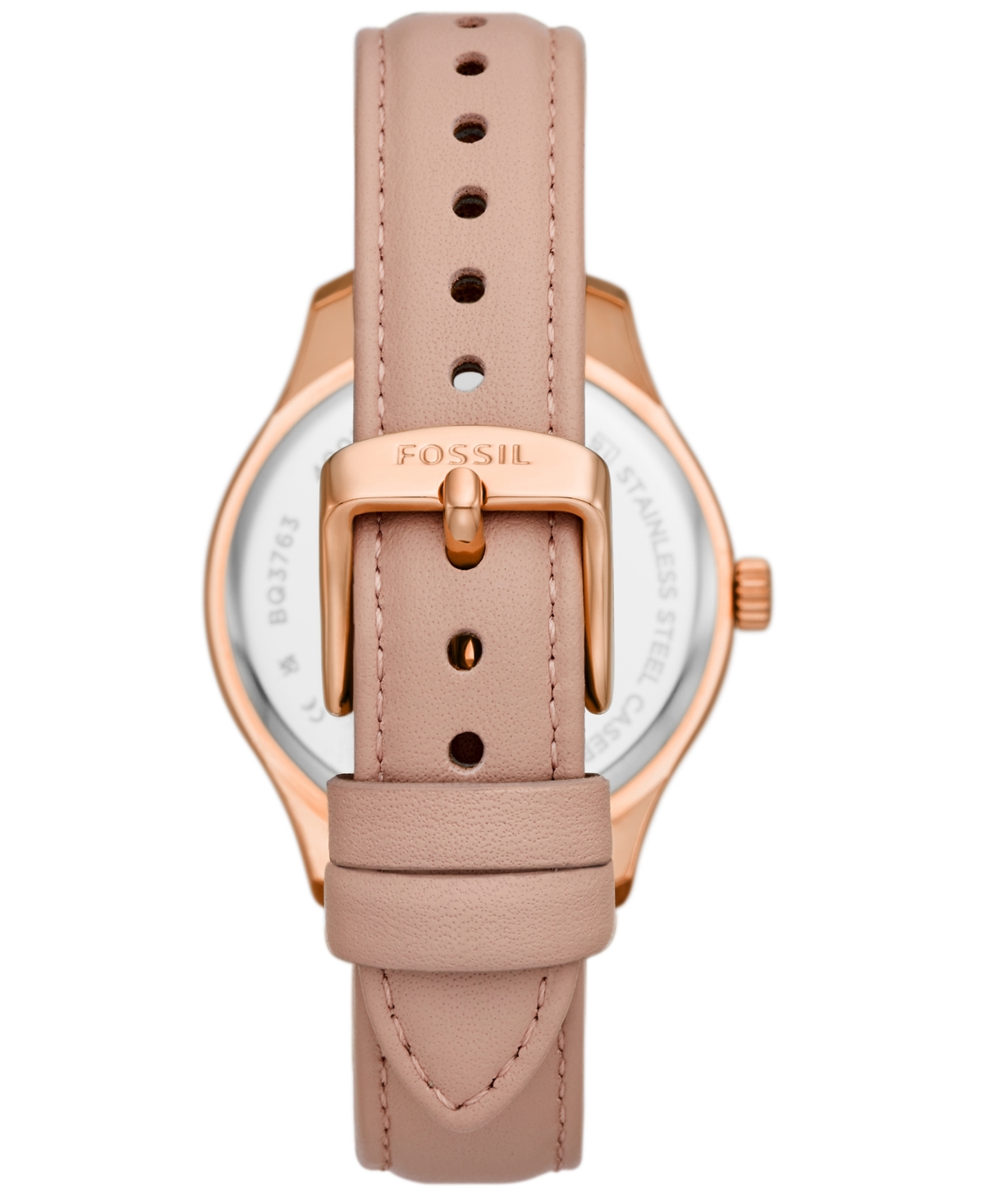 Shop Fossil Women's Rye Multifunction Rose Gold-tone Nude Leather Watch, 36mm