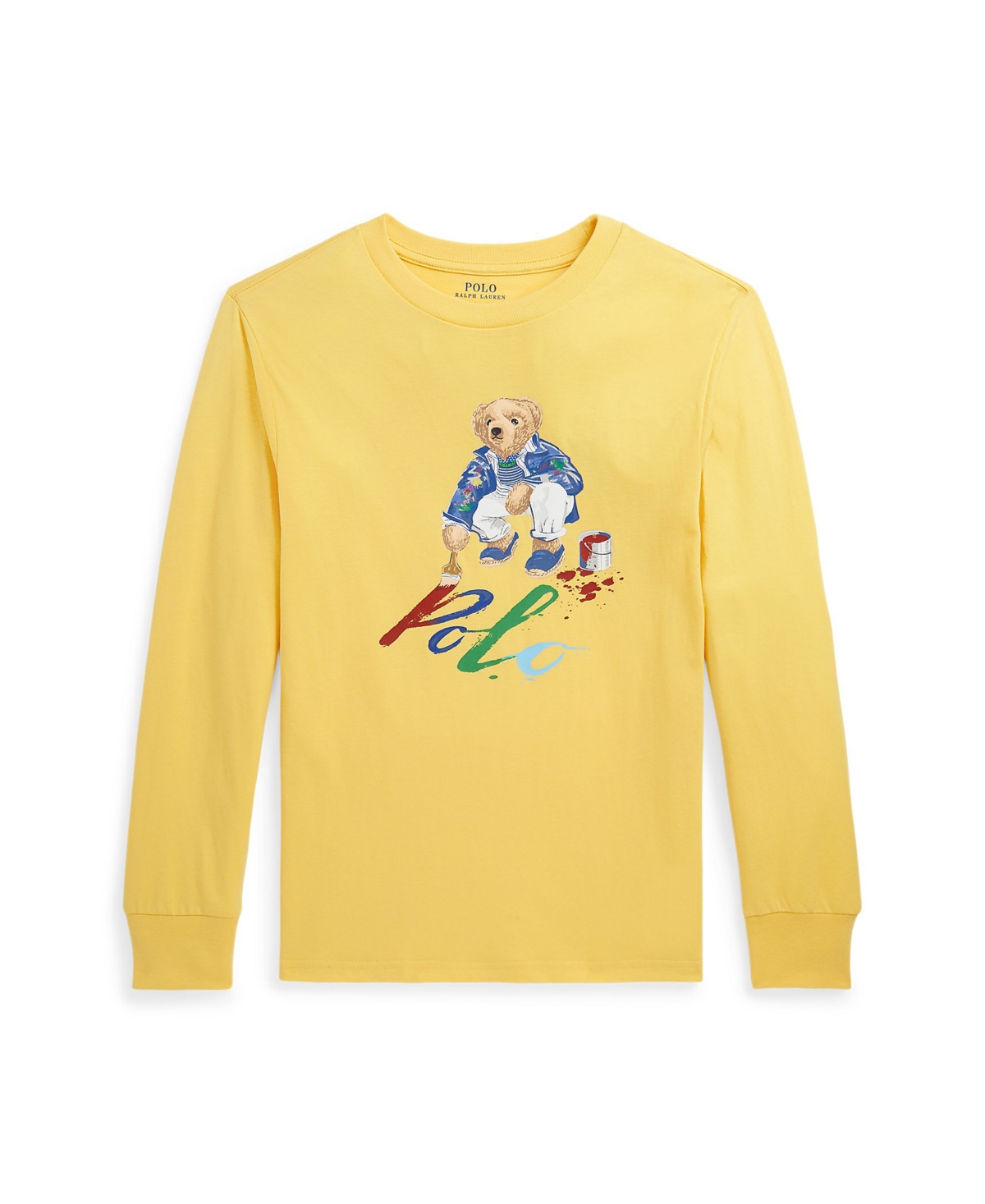 Polo Ralph Lauren Kids' Big Boys Polo Bear Cotton Long-sleeve T-shirt In Chrome Yellow Color Shop Bear