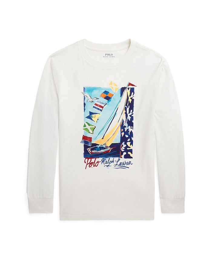 Polo Ralph Lauren Big Boys Sailboat-Print Cotton Long-Sleeve T-shirt ...