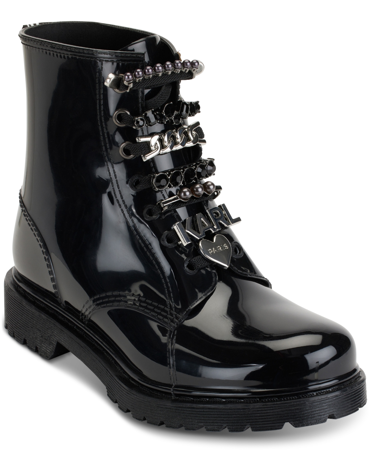 Karl Lagerfeld Topanga Embellished Rain Boots In Black