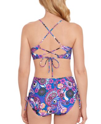 Shop Salt + Cove Salt Cove Juniors Floral Print Tie Back Bikini Top High Waist Bottoms Created For Macys In Multi