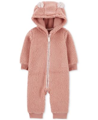Carter's - Baby Girls Zip-Up Faux-Sherpa Jumpsuit