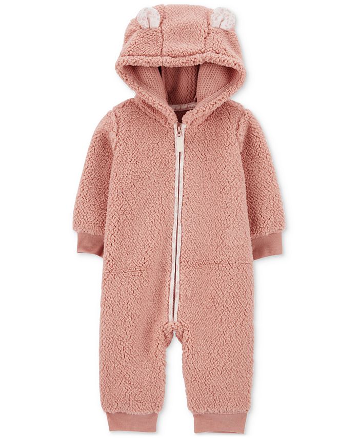 Carter s Baby Girls Zip Up Faux Sherpa Jumpsuit Macy s