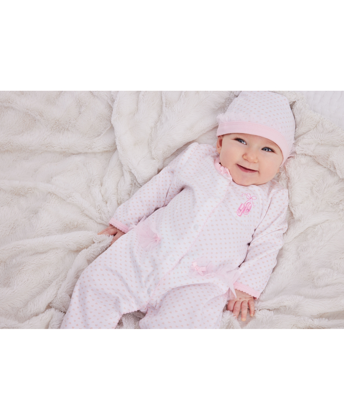 Little Me Baby Girls Ballerina Coverall with Matching Hat, 2 Piece Set -Pink
