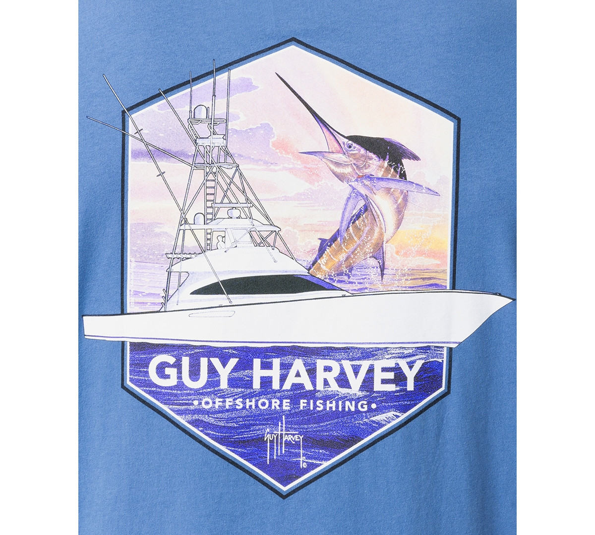 Shop Guy Harvey Men's Offshore Fishing Logo Graphic T-shirt In Azure Blue