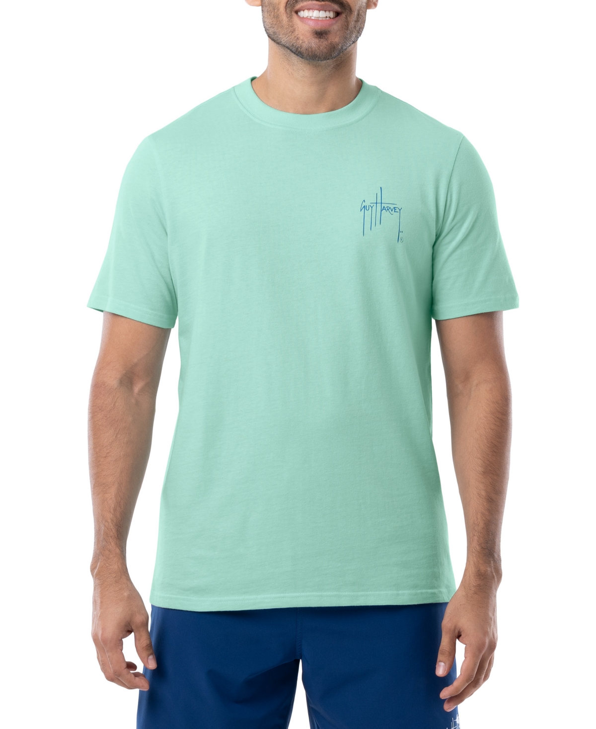 Shop Guy Harvey Men's Big Game Fishing Boat Logo Graphic T-shirt In Beach Glass