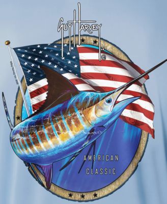 Guy Harvey Мужская футболка с американским классическим логотипом Guy Harvey с длинным рукавом для защиты от солнца