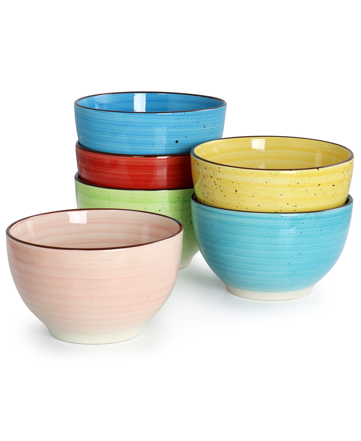 Elama Sebastian 24 Piece Double Bowl Stoneware Dinnerware Set, Service For 6 In Multi