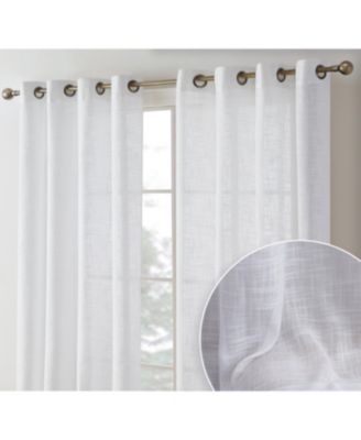 Madison Faux Linen Textured Semi Sheer Privacy Sun Light Filtering Transparent Window Grommet Long Thick Curtains Drapery Panels for Bedroom & Living Room, 2 Panels