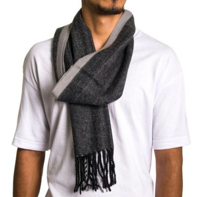 Men's Scarf Soft Knit Winter Scarves Plaid Striped or Solid Neck Covering Long Warm Stylish