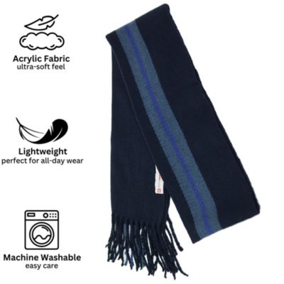 Men's Scarf Soft Knit Winter Scarves Plaid Striped or Solid Neck Covering Long Warm Stylish