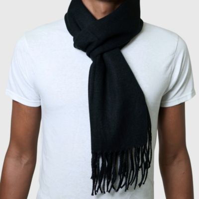 Men's Scarf Soft Knit Winter Scarves Plaid Striped or Solid Neck Covering Long Warm Stylish