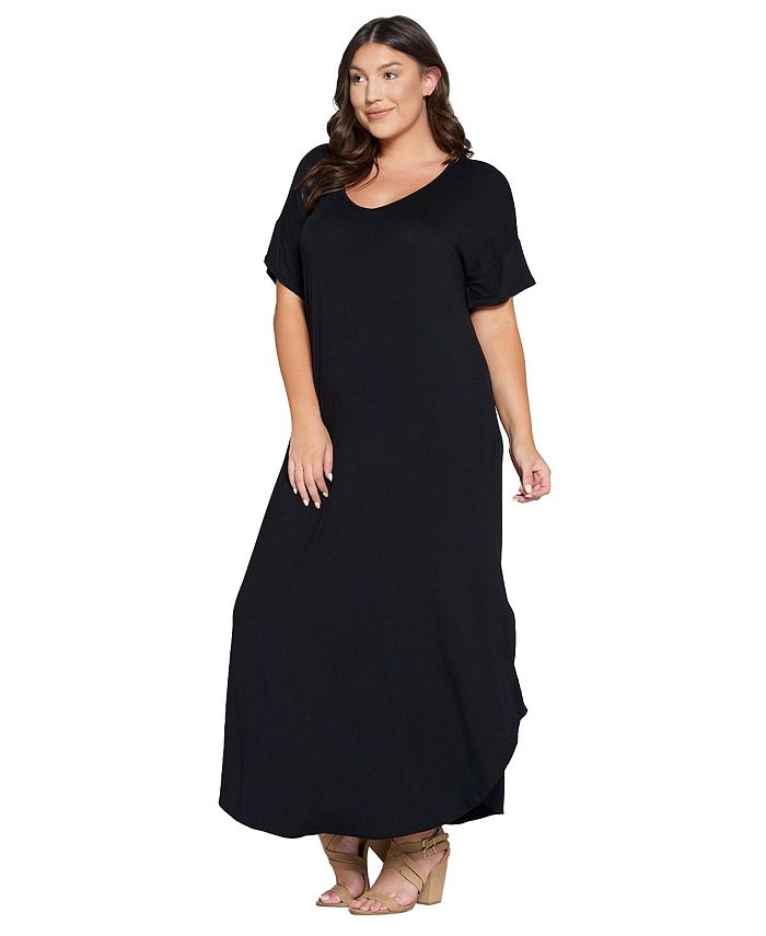 L I V D Plus Size Short Sleeve Pocket Maxi Dress - Macy's