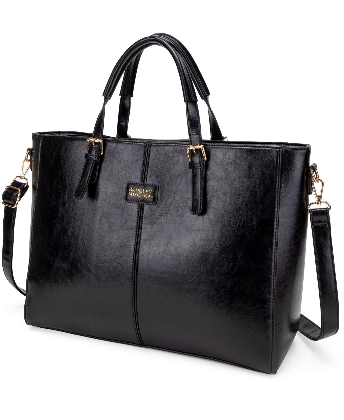 Сумка Badgley Mischka Julia Faux Leather Tote, цвет: Чёрный — фото 1