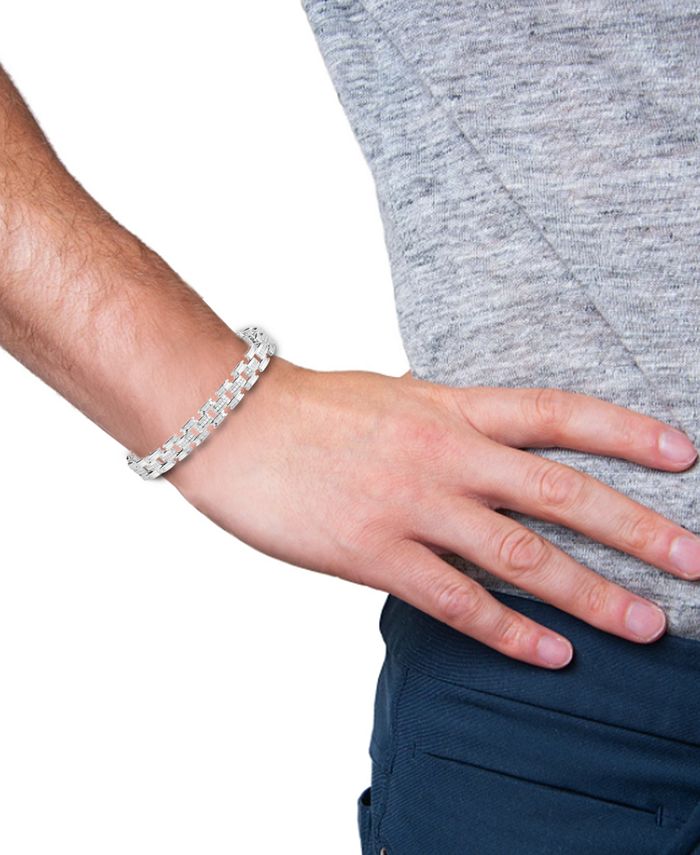 Macy's Men's Diamond Open Link Bracelet (1 ct. t.w.) in Sterling Silver