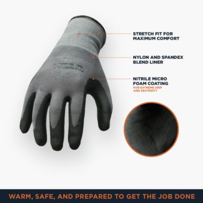 Men's Thin Value Grip Insulated Gloves - Lightweight, Non-Slip, 20°F Comfort Rating, Durable Cold Weather Work Gloves (Sold by the Dozen)