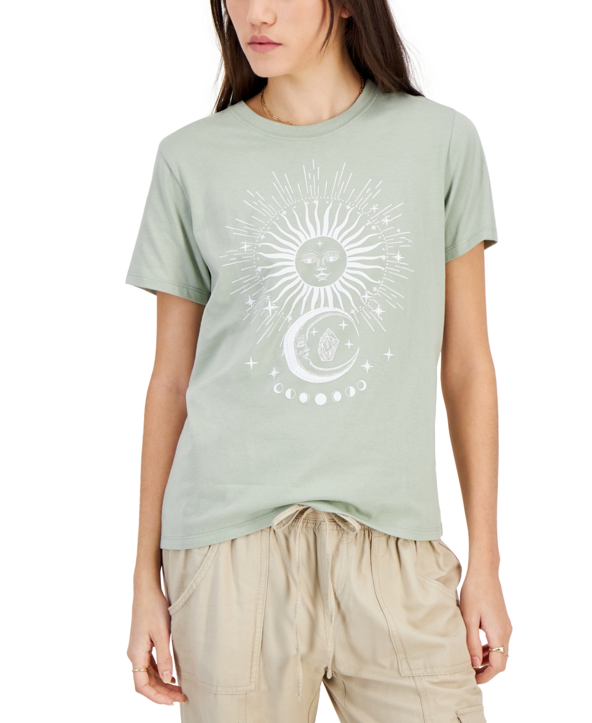 Juniors' Celestial Crewneck Graphic T-Shirt - Desert Sage